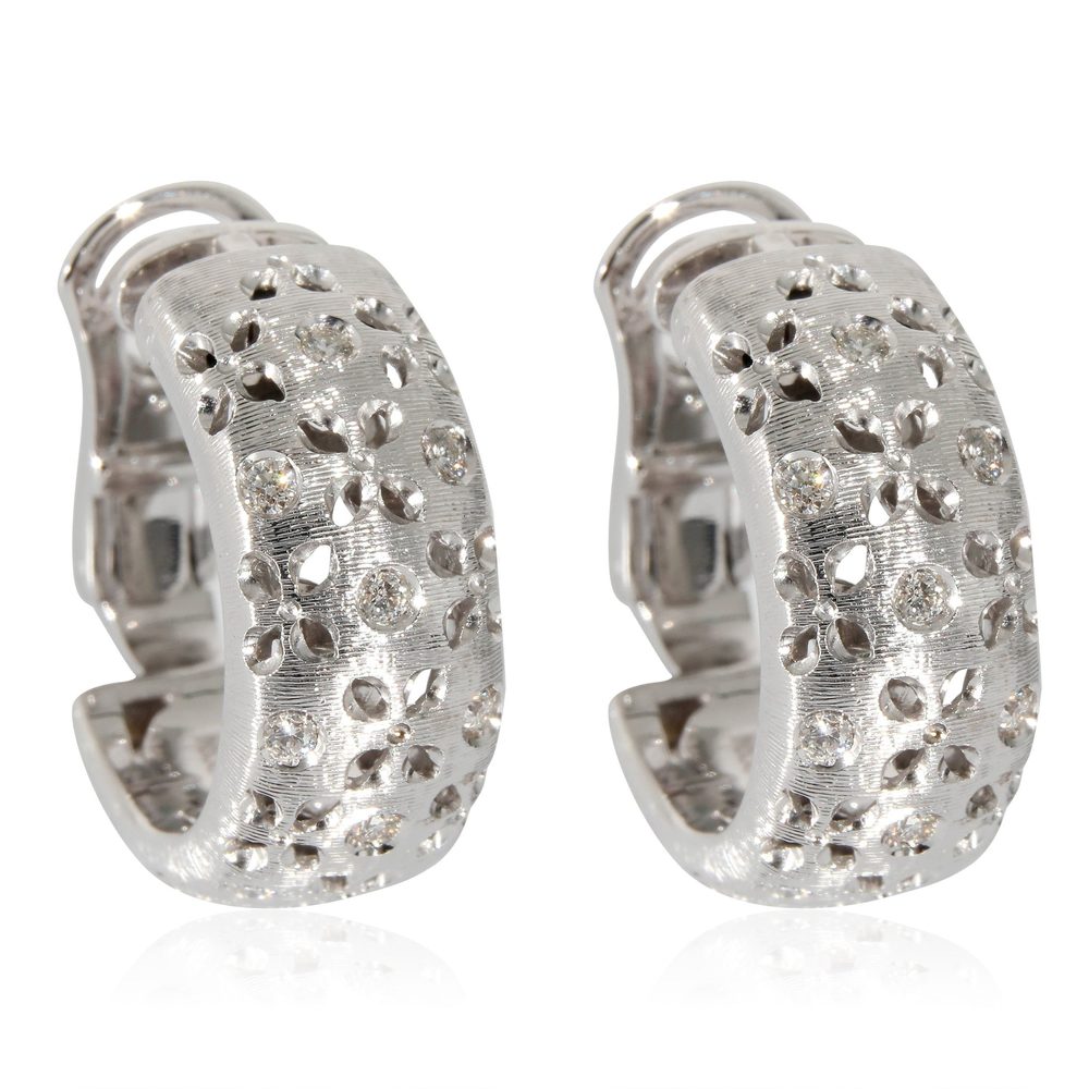 Roberto Coin Granada Clip On Hoop Earrings in 18k White Gold 3/8 Ctw